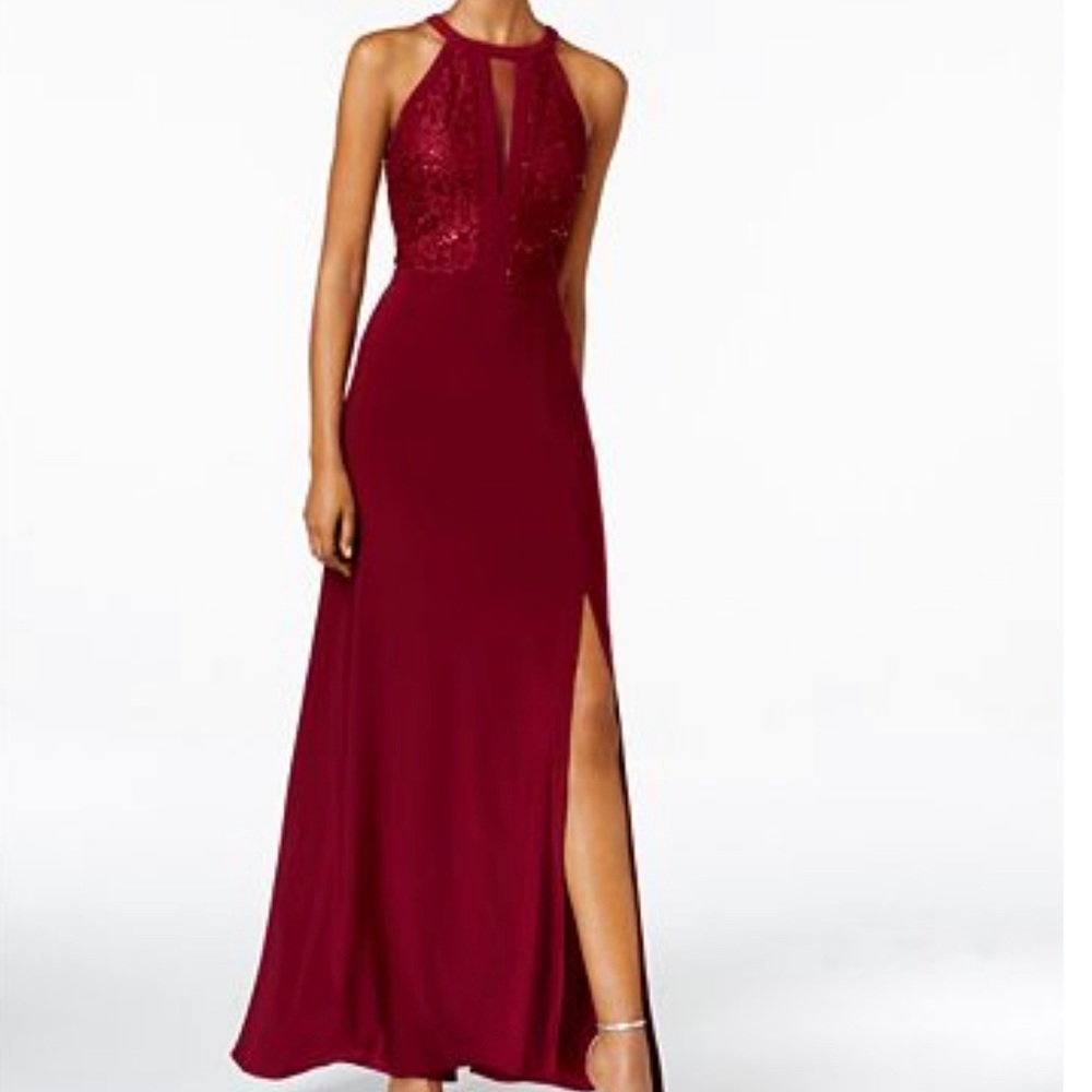 New | Nightway | Lace Halter Gown